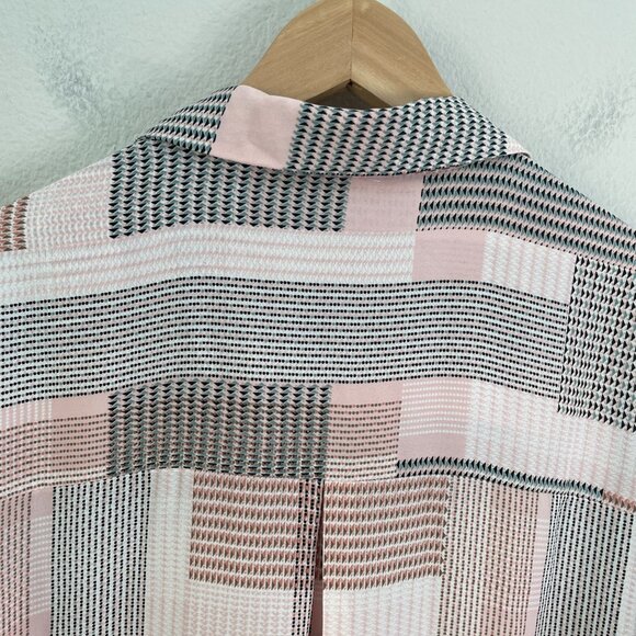 Rose + Olive Womens Plus 1X Blouse Pink Black Geometric 3/4 Sleeve Shirt Top - Picture 10 of 10